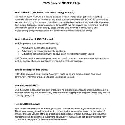 General NOPEC FAQs